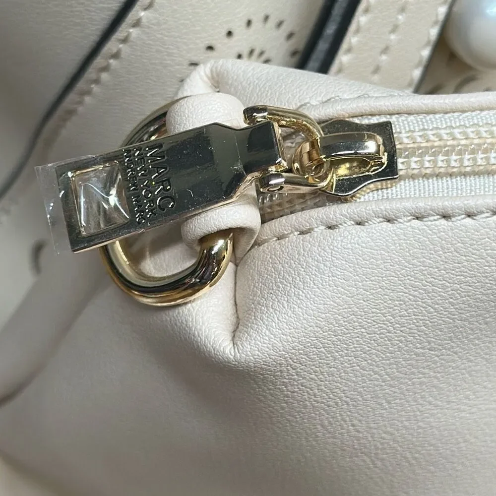 Marc New‎ York Andrew Marc Floral Laser Cut Tote Bag Cream Off White with Pouch